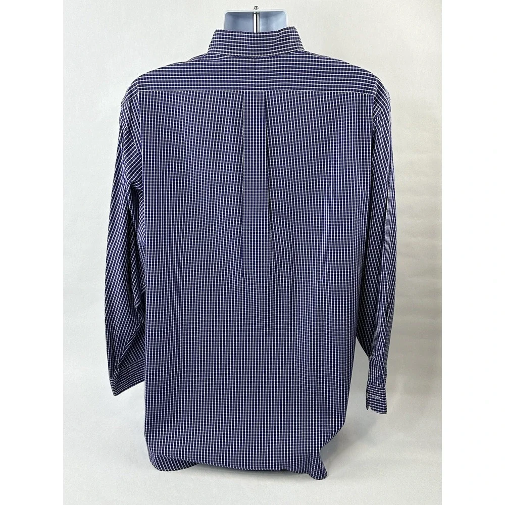 VINTAGE Ralph Lauren Button Up Shirt 16.5 34/35 Yarmouth‎ Purple Check